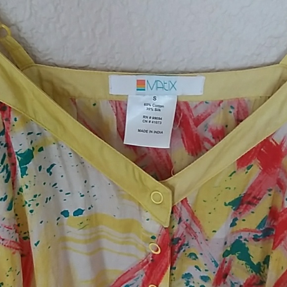 Matix button up silk/cotton blend tank top - Picture 2 of 7